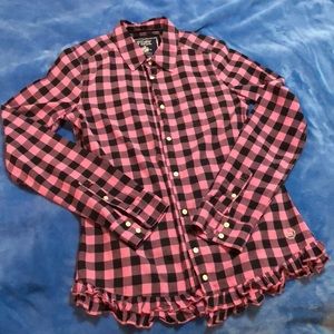 PINK plaid button down shirt